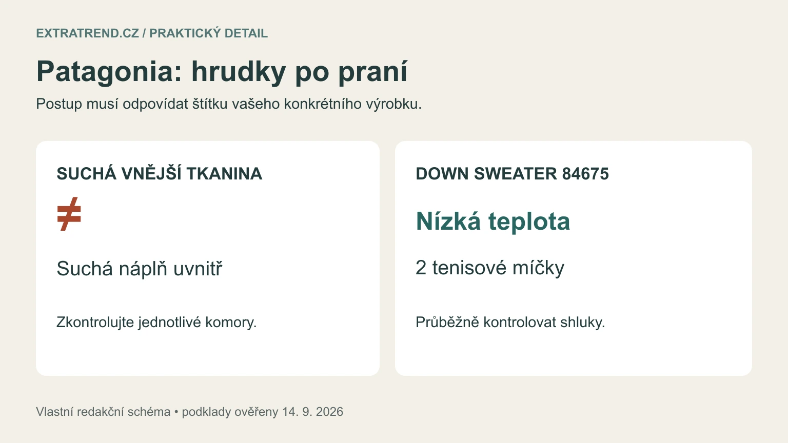 Vlastní schéma kontroly péřových komor Down Sweater při nízkoteplotním sušení se dvěma míčky