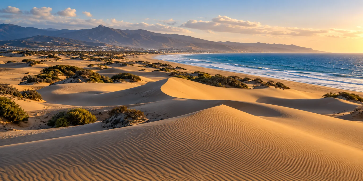 Písečné duny Maspalomas na ostrově Gran Canaria – AI ilustrační fotografie